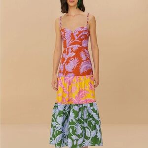 FARM Rio Tropical Red and Green Maxi Dress